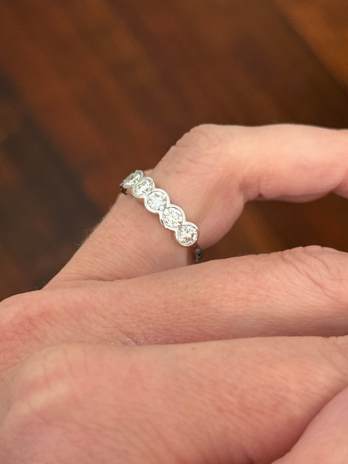 White gold half bezel 2.01ct lab diamond band