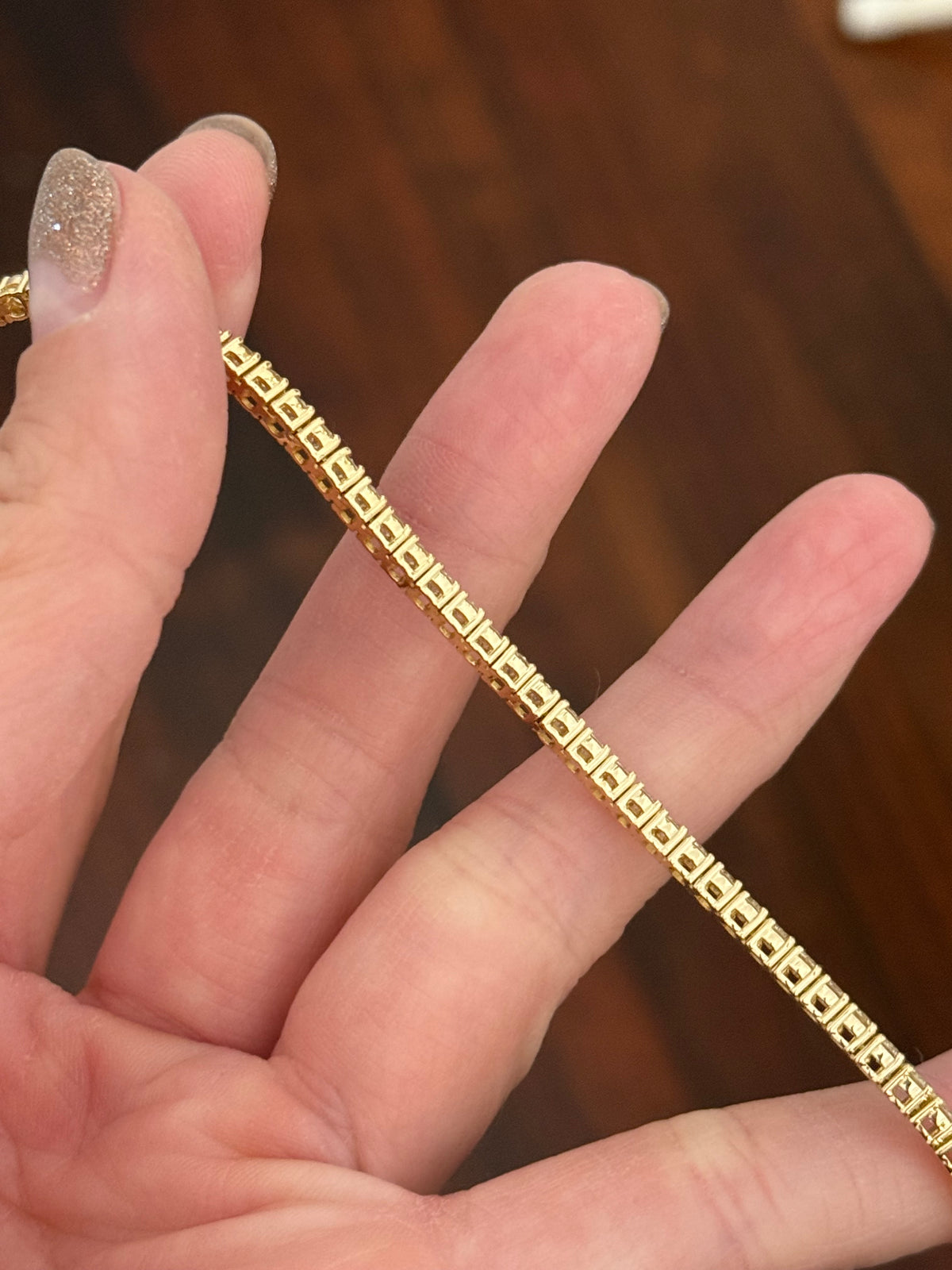 Yellow gold 4 prong 5.02ct natural diamond tennis bracelet