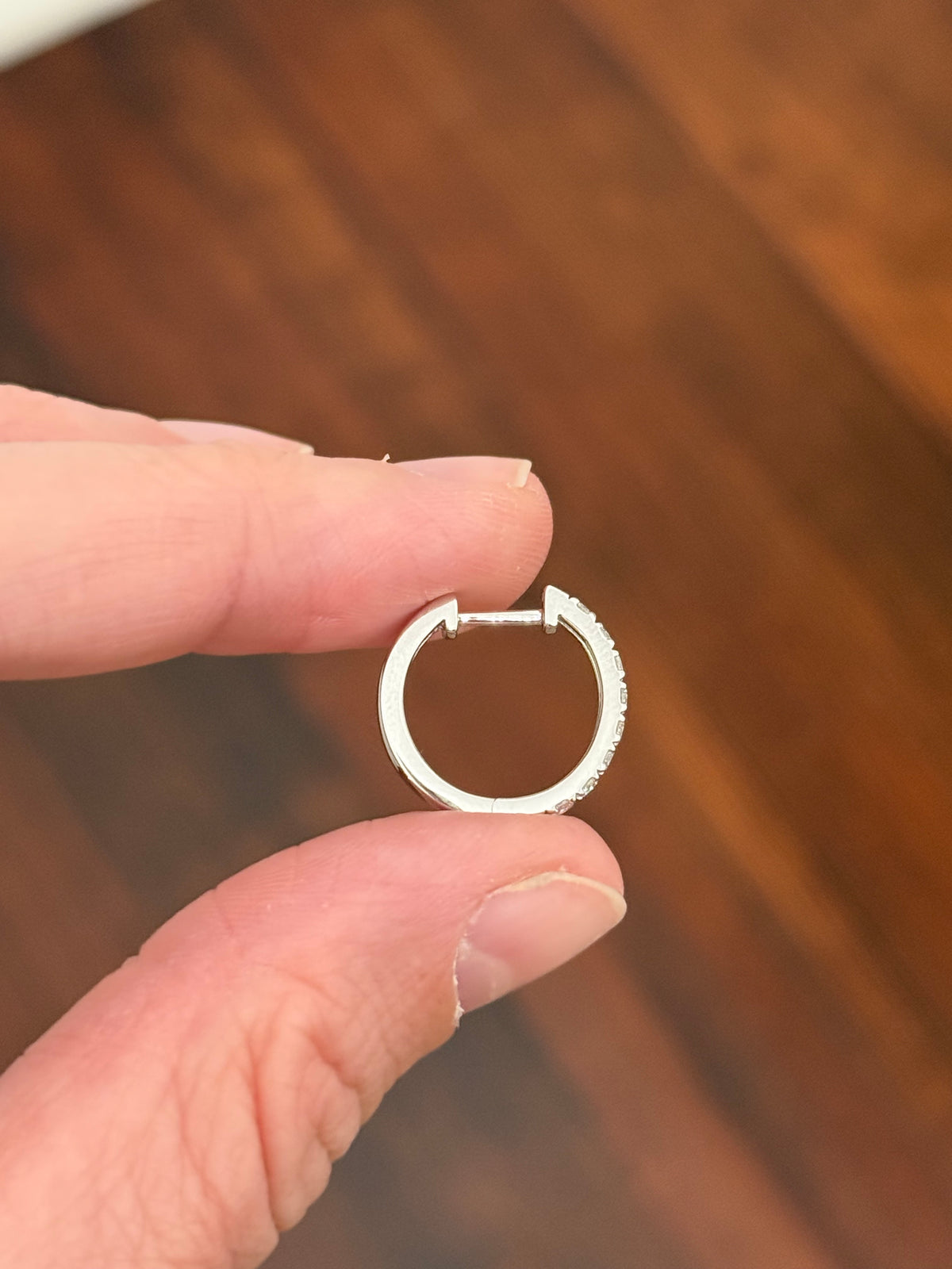 15.9mm white gold 0.60ct lab diamond hoop earrings