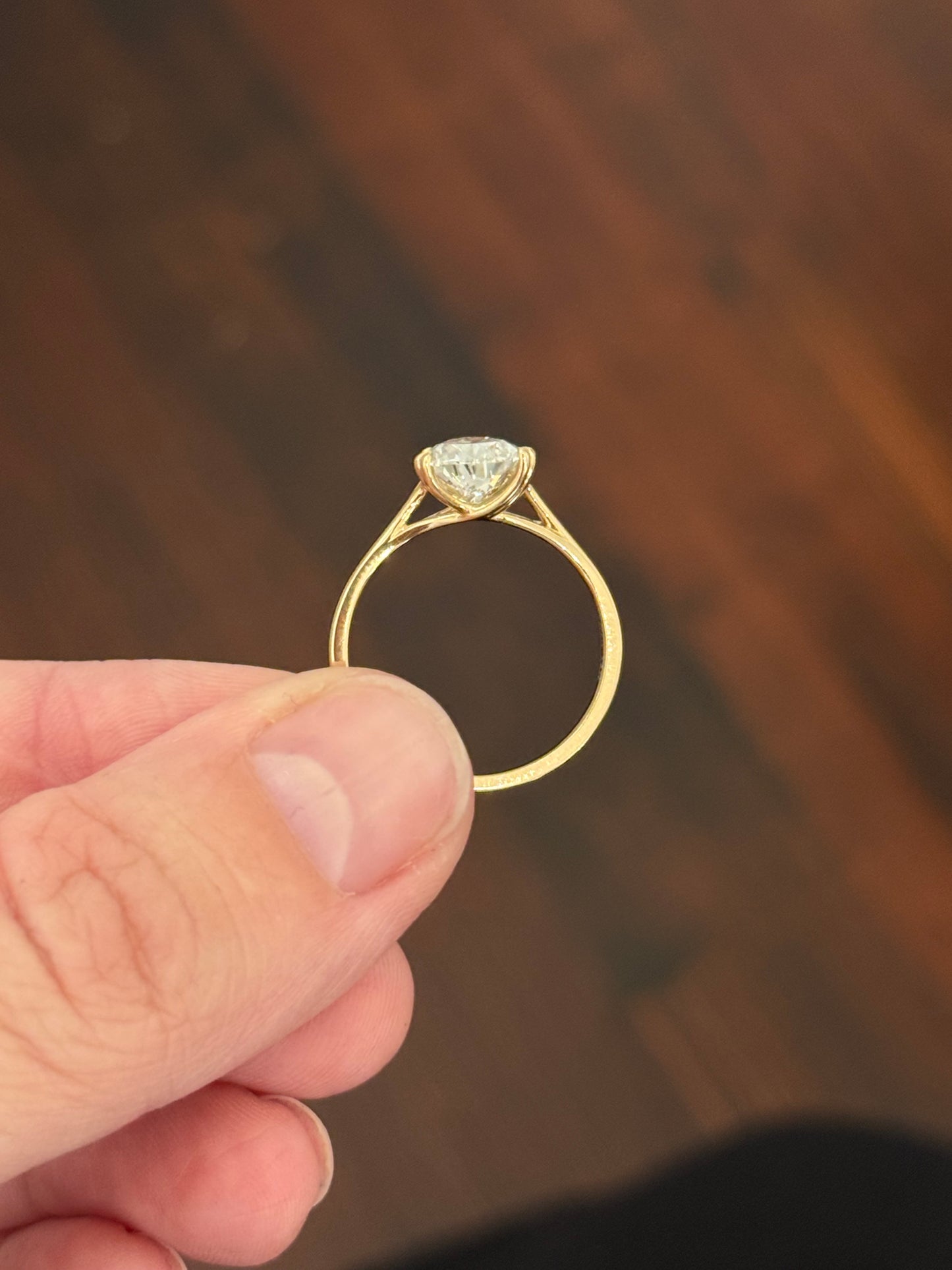 Yellow gold 2.04ct pear shaped lab diamond ring
