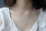 18K White Gold Real Natural Yellow Diamond Pendant Necklace for Women