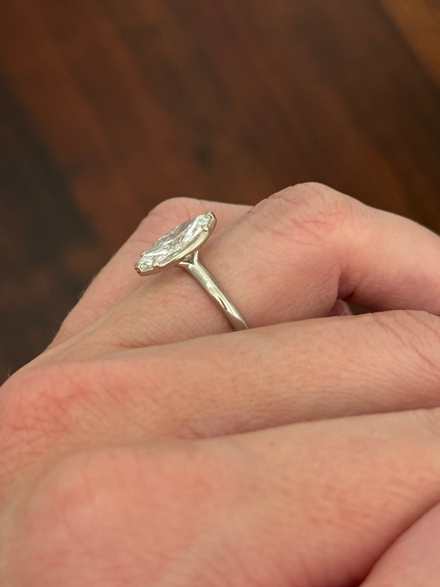 White gold 1.99ct marquise lab diamond ring