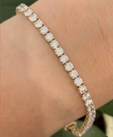 4 prong yellow gold with white gold prongs 7.42ct lab diamond tennis bracelet