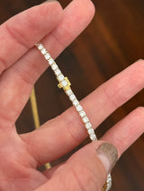 16.5” 4 prong yellow gold with white gold prongs 12.27ct lab diamond tennis necklace
