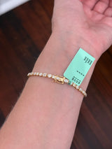 Yellow gold bezel set 5.3ct pear shape, marquise, princess and emerald cut natural diamond bracelet