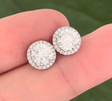 White gold 2.28ct lab diamond stud earrings with a screw back