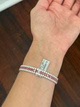White gold 17.19ct radiant pink lab diamond and white round lab diamond bracelet