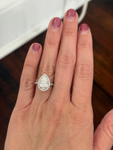 White gold pear shape and round lab diamond ring