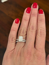 White gold radiant lab diamond ring. Center stone is IGI certified and 3.0cts E VVS2