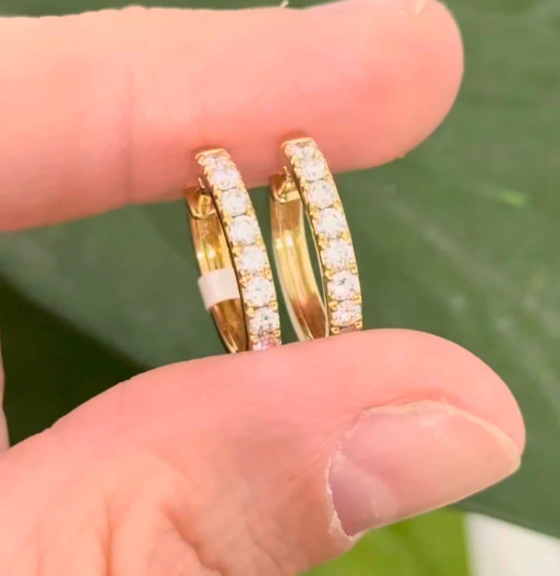 15.9mm yellow gold 0.60ct lab diamond hoop earrings