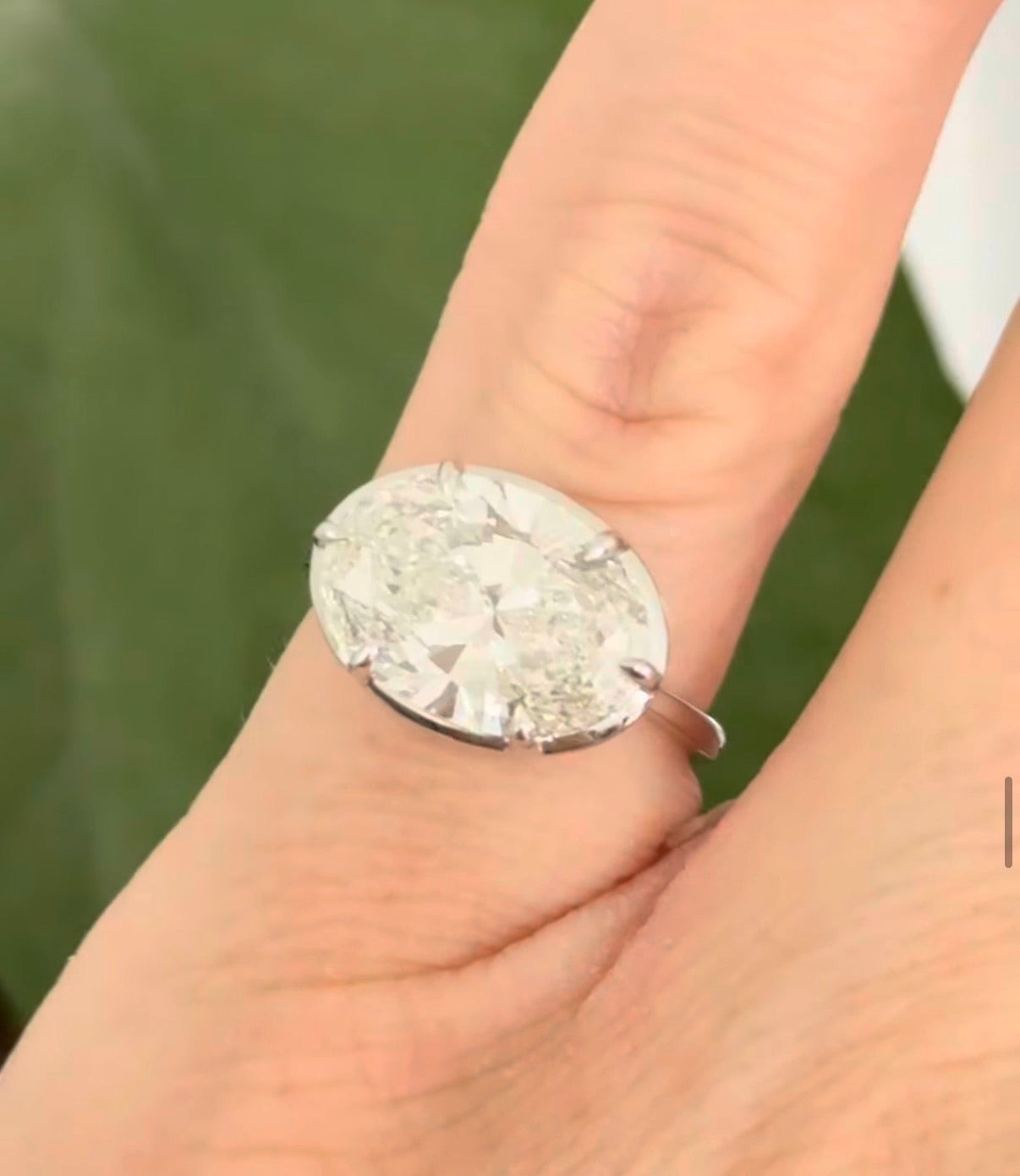 White gold east west set 4.03ct oval lab diamond ring
