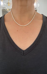 16.5” 4 prong white gold 10ct lab diamond tennis necklace