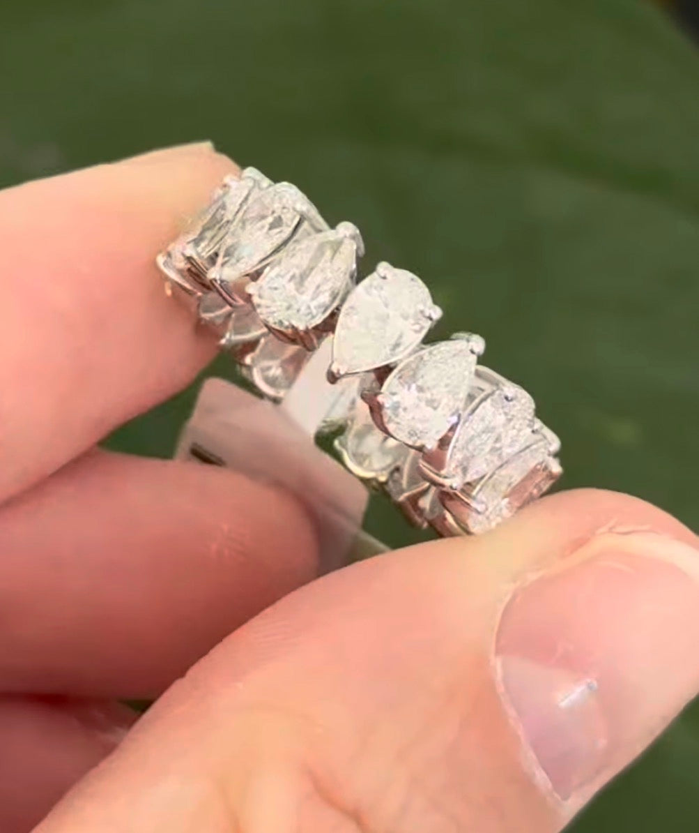 White gold 5.37ct pear shaped eternity band