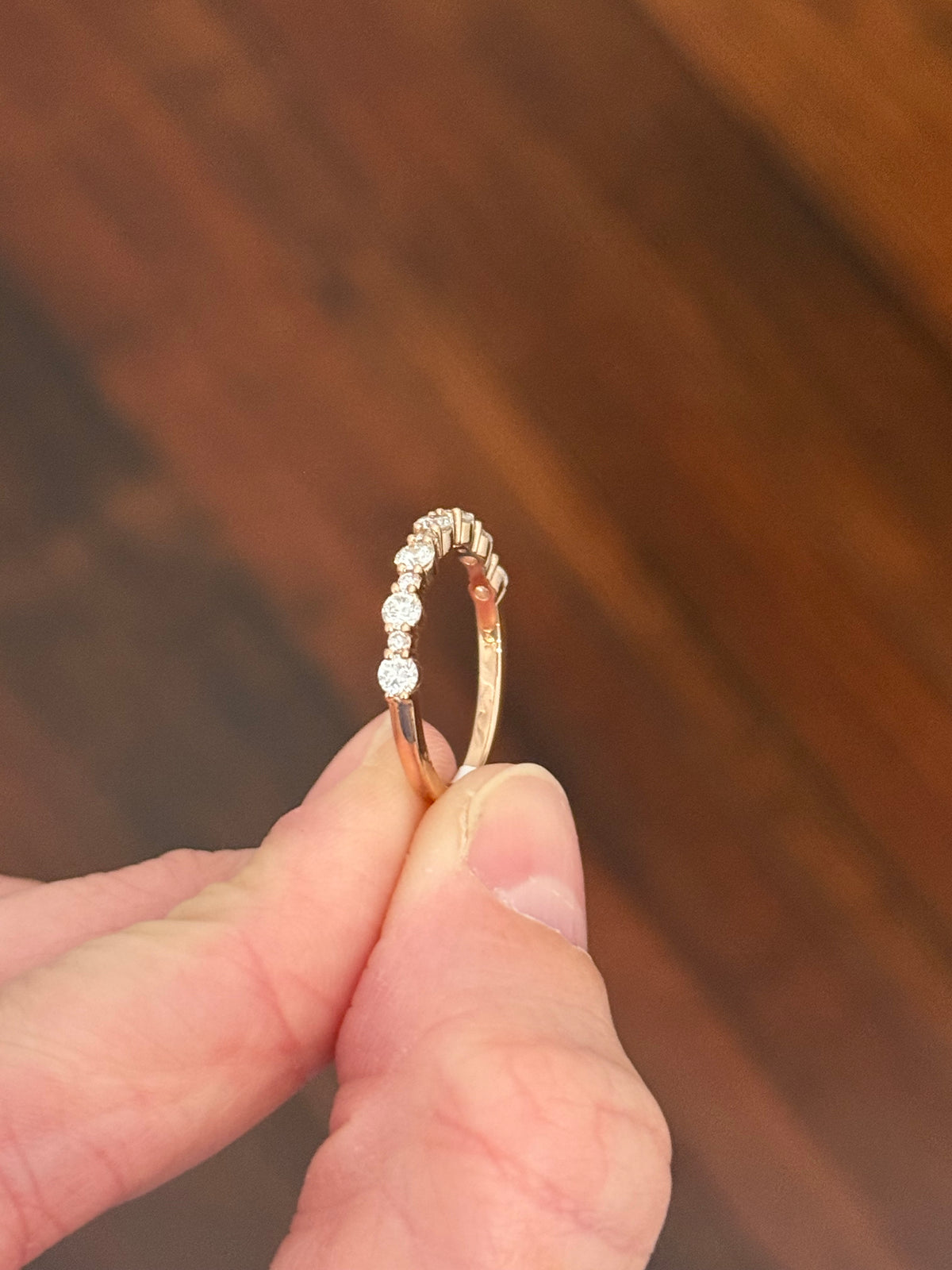 Rose gold lab diamond band