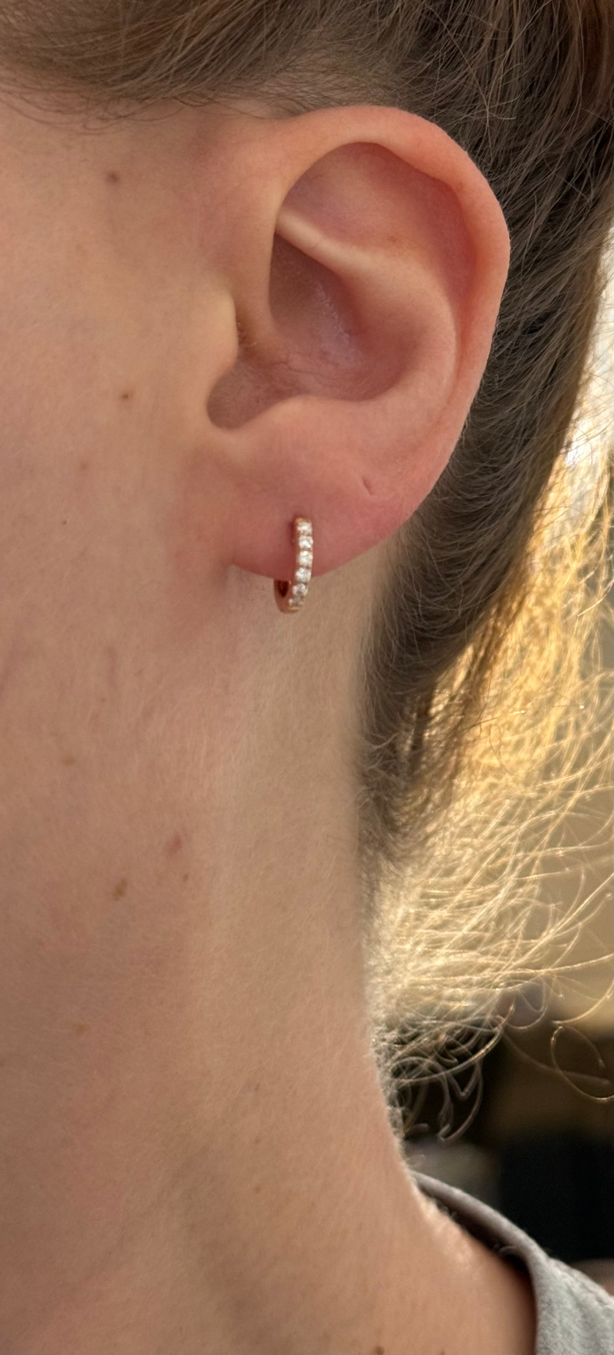 10.4mm rose gold 0.20ct lab diamond hoop earrings