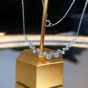 18K White Gold Real Natural Diamond Pendant Necklace for Women