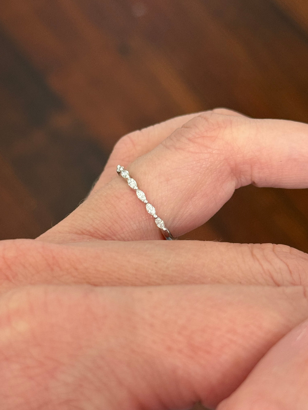 White gold 0.32ct marquise lab diamond band