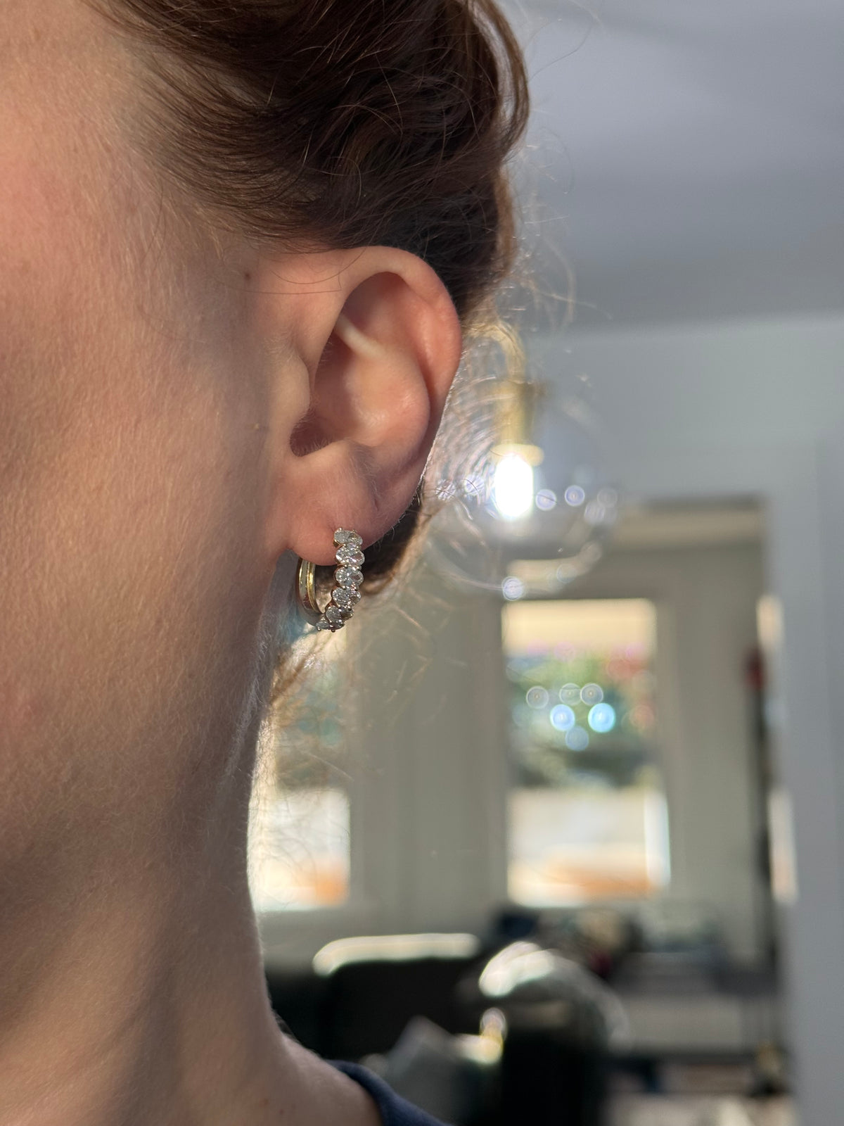 Yellow gold 2.24ct oval lab diamond oval hoops