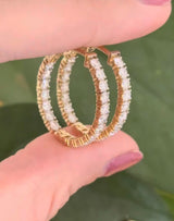 Yellow gold lab diamond oval hoop earrings. Includes IDT certificate.