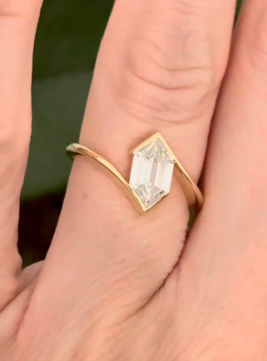 Yellow gold 1.06ct duchess cut lab diamond ring