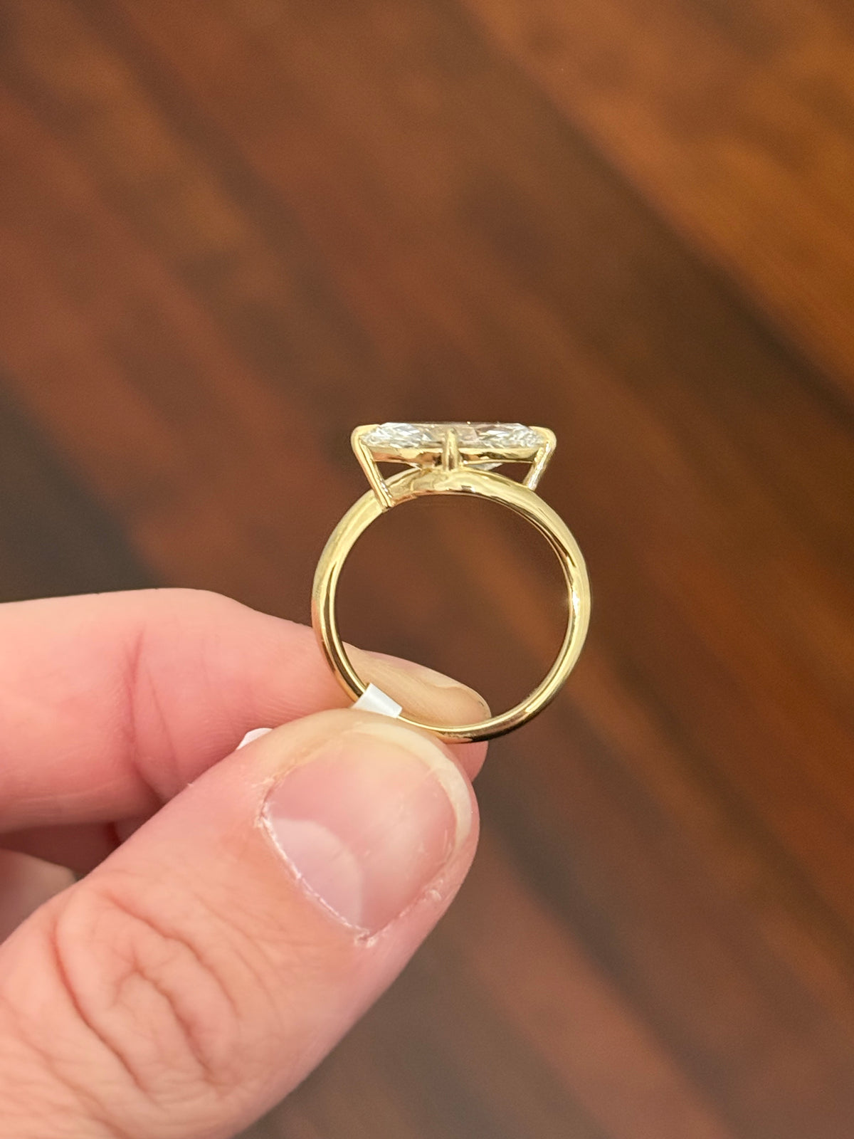 Yellow gold east west set IGI certified 2.5ct marquise lab diamond ring