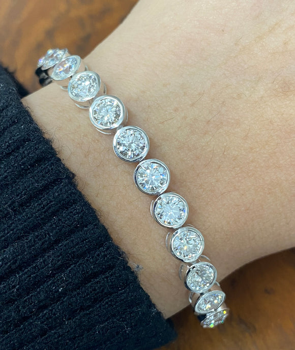 11.15CT 7 inches White Gold Tennis Bracelet Bezel