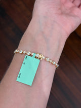 Yellow gold bezel set 6.64ct pear shaped natural diamond bracelet