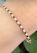 Rose gold white and black natural diamond flex bracelet