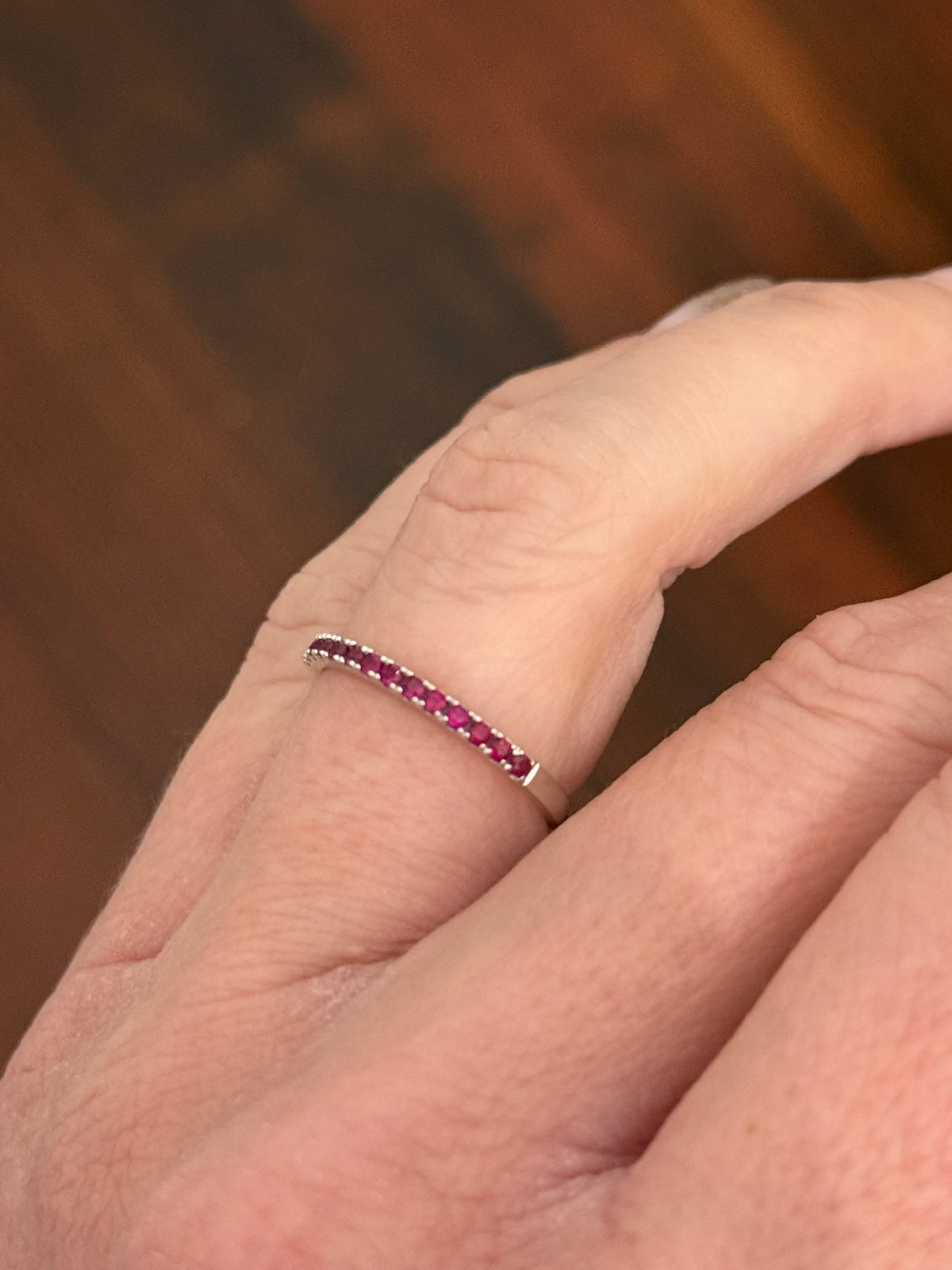 White gold natural ruby band