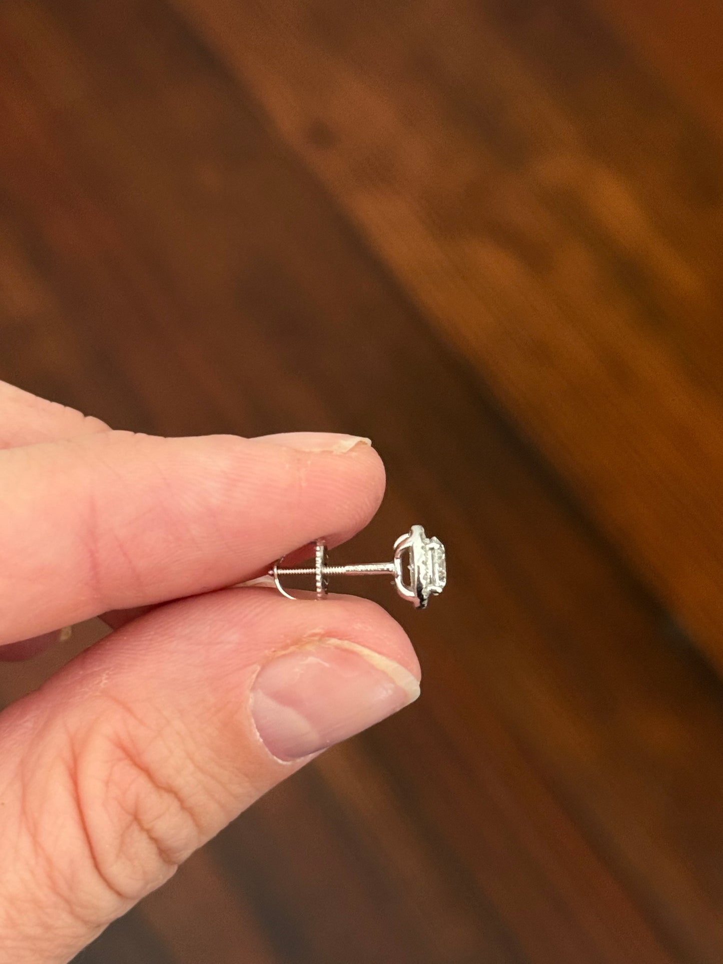 White gold 1.21ct lab diamond stud earrings with screw backs
