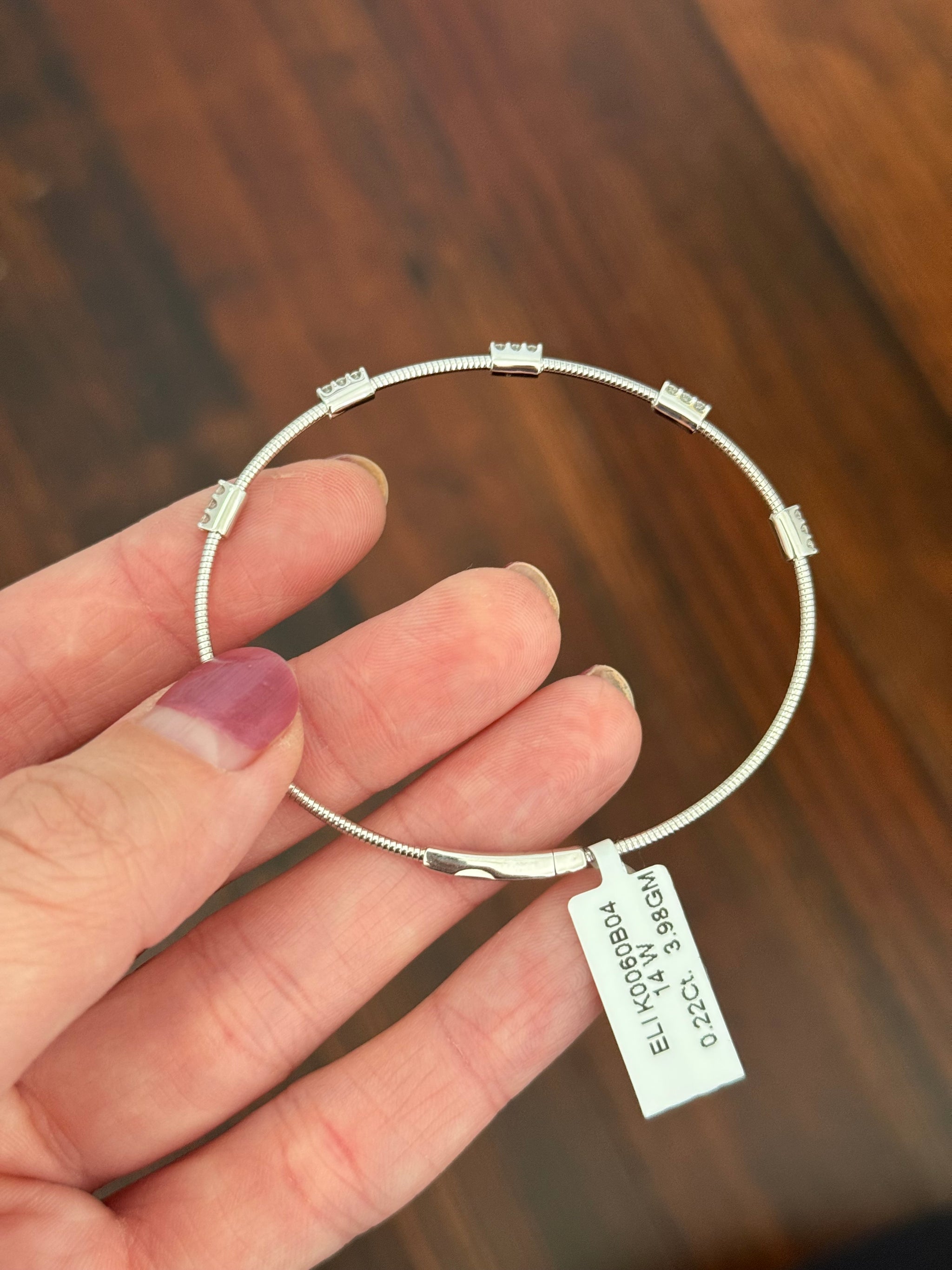 White gold natural diamond flex bracelet