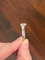 White gold round and baguette lab diamond ring