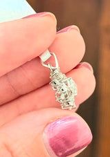 White gold trillion, pear shape and marquise lab diamond pendant