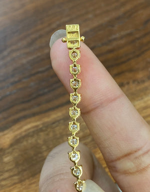 18k Yellow 5.88 CT LAB 3 PRONGS 7.25 INCHES TENNIS BRACELET