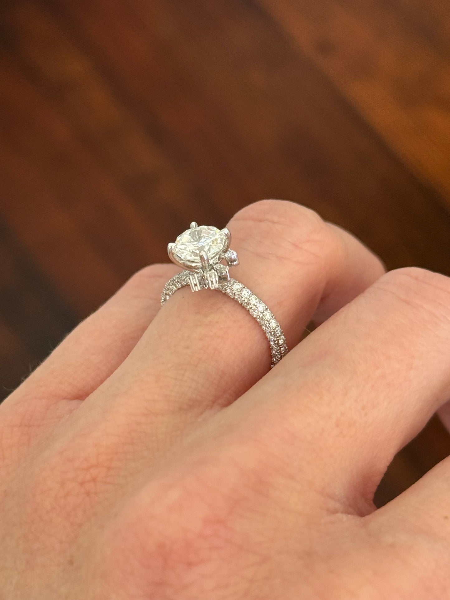 White gold octagon, marquise and round lab diamond ring