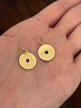 Yellow gold natural diamond pendants available with emerald or ruby