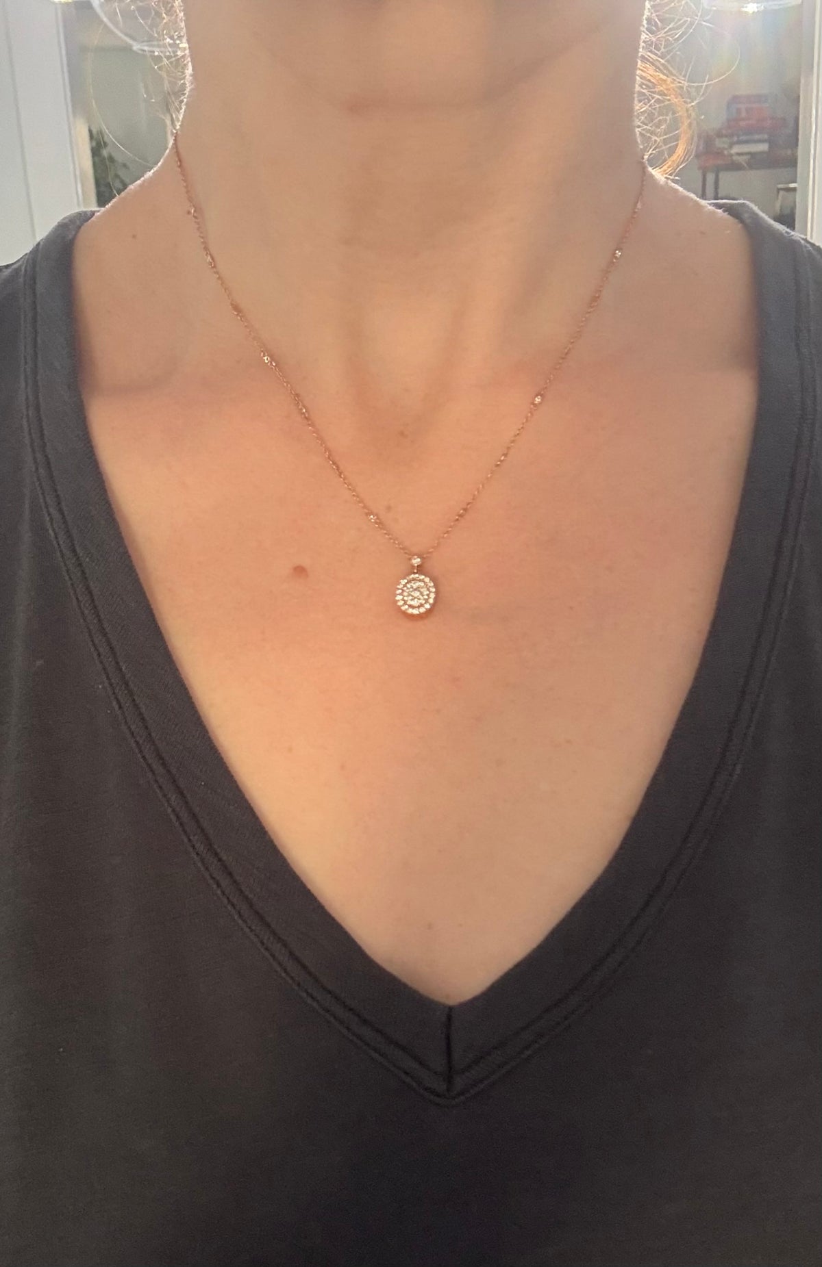 Rose gold natural diamond necklace