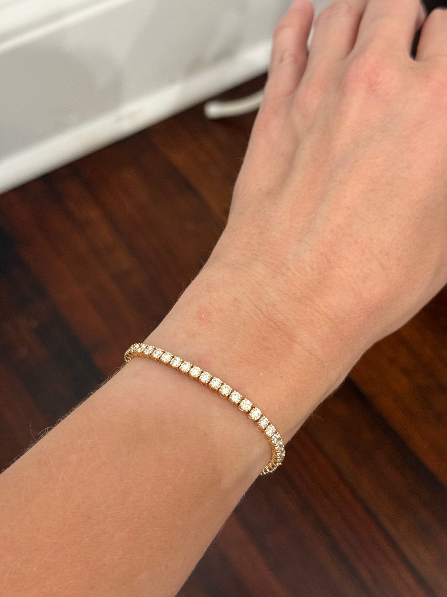 4 prong yellow gold 7.02ct natural diamond tennis bracelet