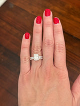 White gold radiant lab diamond ring. Center stone is IGI certified and 3.09cts E VVS2