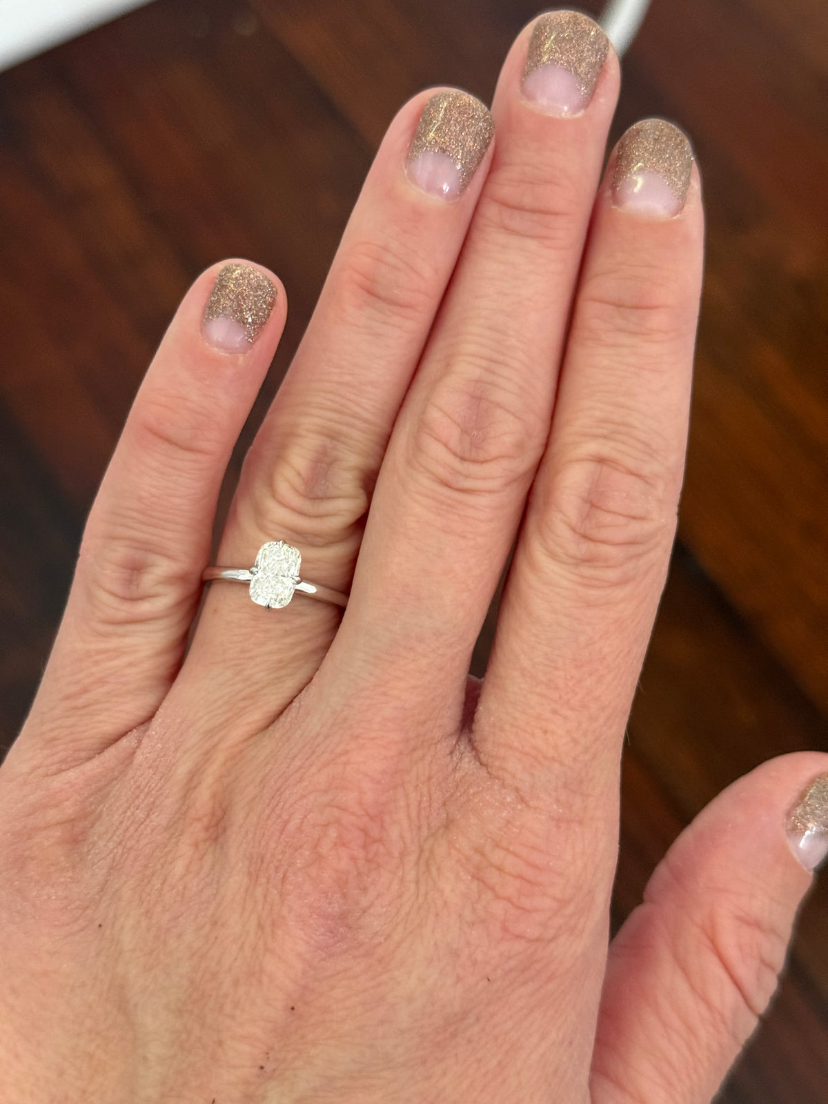 White gold 1.25ct cushion cut lab diamond ring