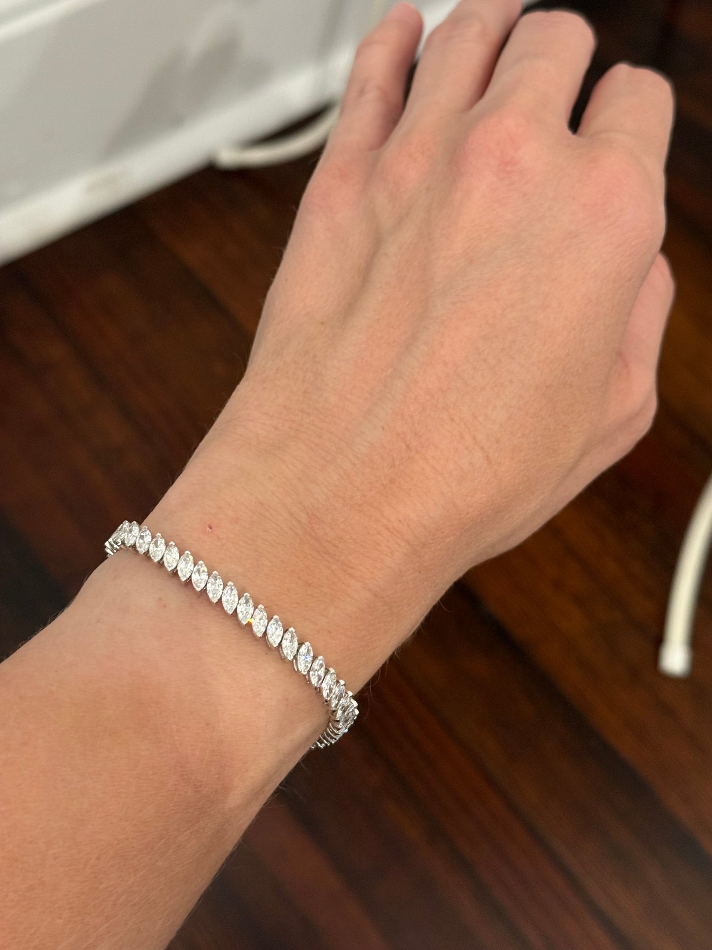 White gold 8.66ct marquise lab diamond bracelet