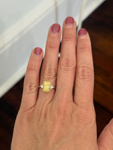 White gold radiant yellow lab diamond and trillion cut white lab diamond ring