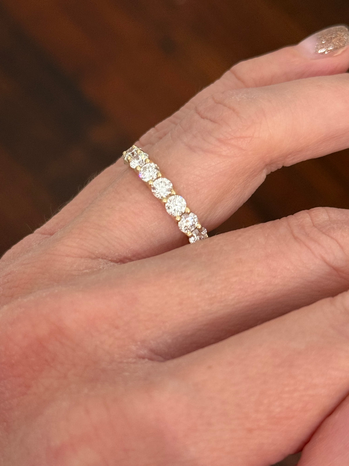 IGI certified yellow gold 3.38ct lab diamond eternity bands