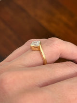 Yellow gold half bezel set IGI certified 2.07ct asscher lab diamond ring