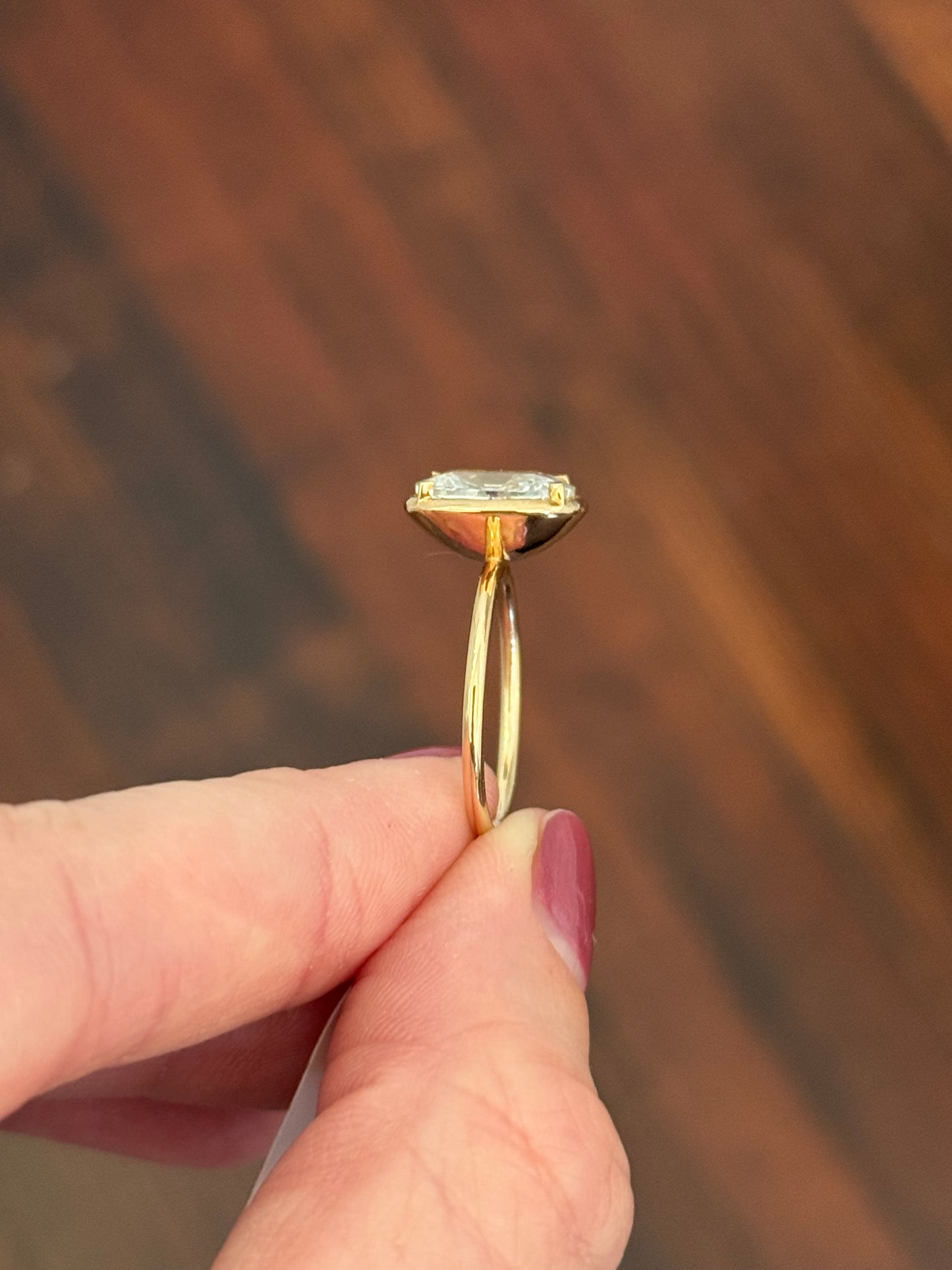 Yellow gold 3.03ct old mine cut lab diamond ring
