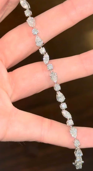 7.90 ct Marquise, Pear shape and round lab diamond tenni bracelet