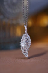 18K White Gold Real Natural Diamond Pendant Necklace for Women