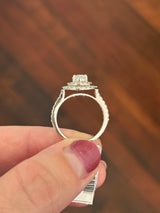 White gold pear shape and round lab diamond ring