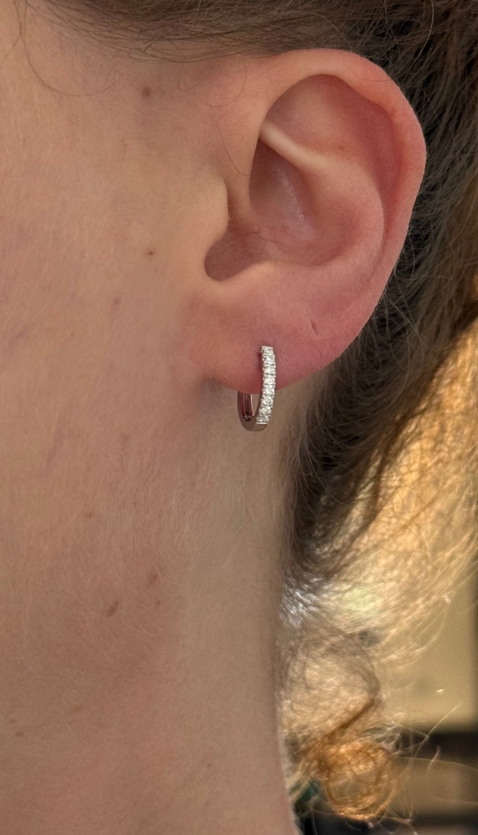 White gold 0.20ct lab diamond hoop earrings