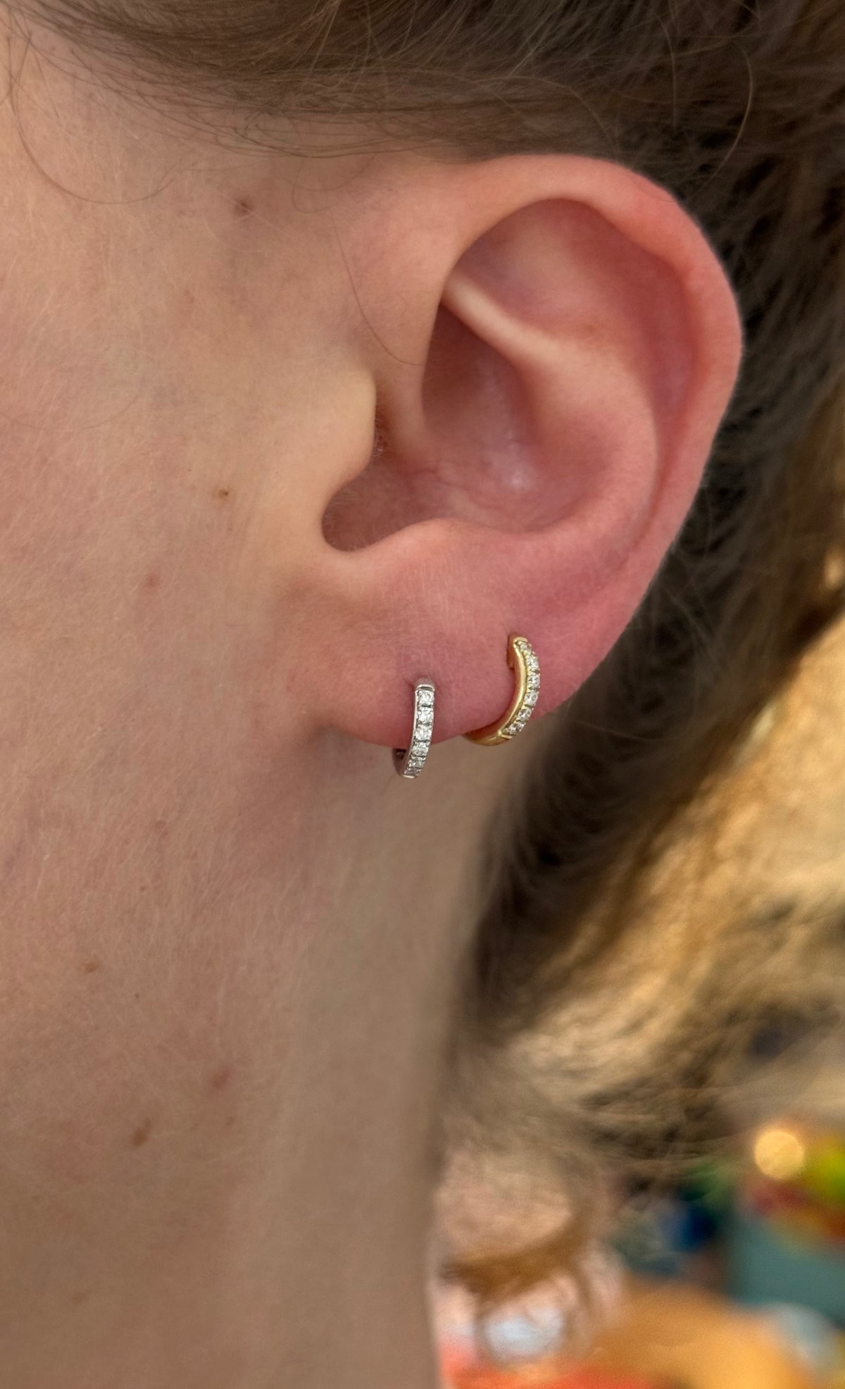 8.8mm white gold 0.11ct lab diamond hoop earrings